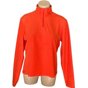 GAP Sweater Fleece Quarter Zip Mock Neck Orange Medium